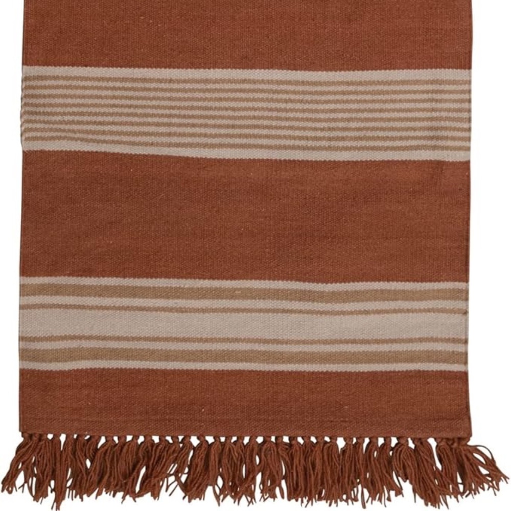 NWT Creative Co-Op Handwoven Wool and Cotton Kilim Floor Runner and Fringe - Picture 3 of 3
